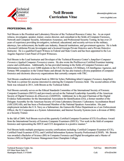 CV for Neil Broom Expert Witness in Computer Forensics Investigations in Honolulu